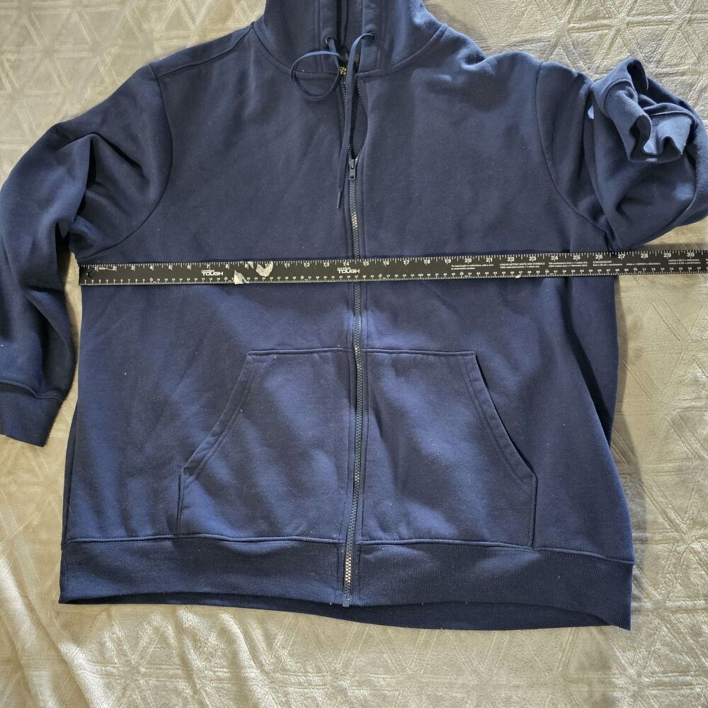 Athletic Works Men's Solid Blue Full Zip Fleece Hoodie Pockets 3XL Big & Tall